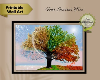 Four Seasons Tree, Downloadable Art Prints Botanical, Digital Prints Wall Art Nature, Printable Wall Art Botanical,  Digital Art Tree