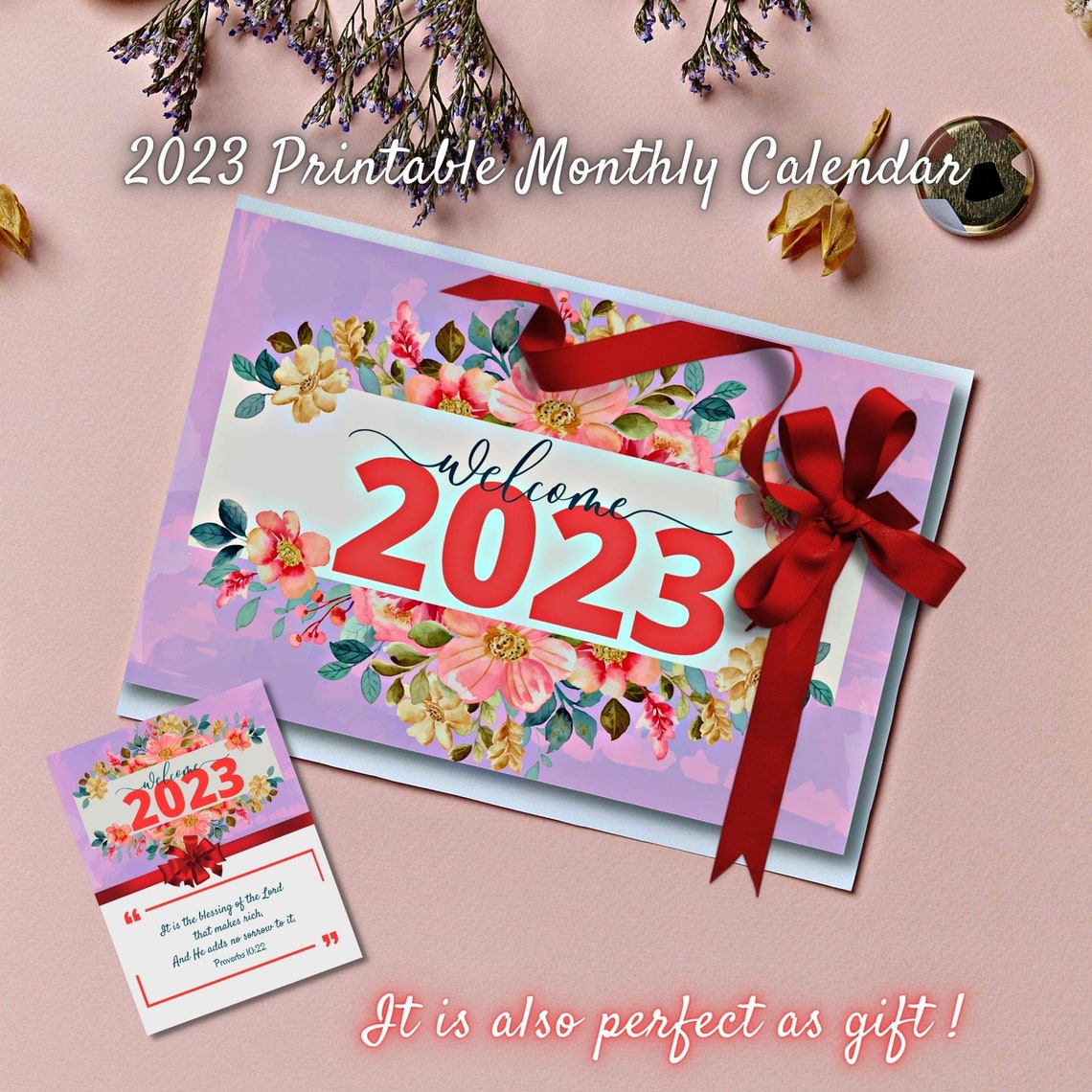 2023 Monthly Calendar 2023 Printable Calendar Printable Etsy