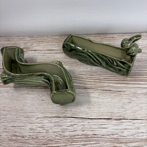 Vintage 1950s mid century Wade pair of glazed ceramic posey log troughs