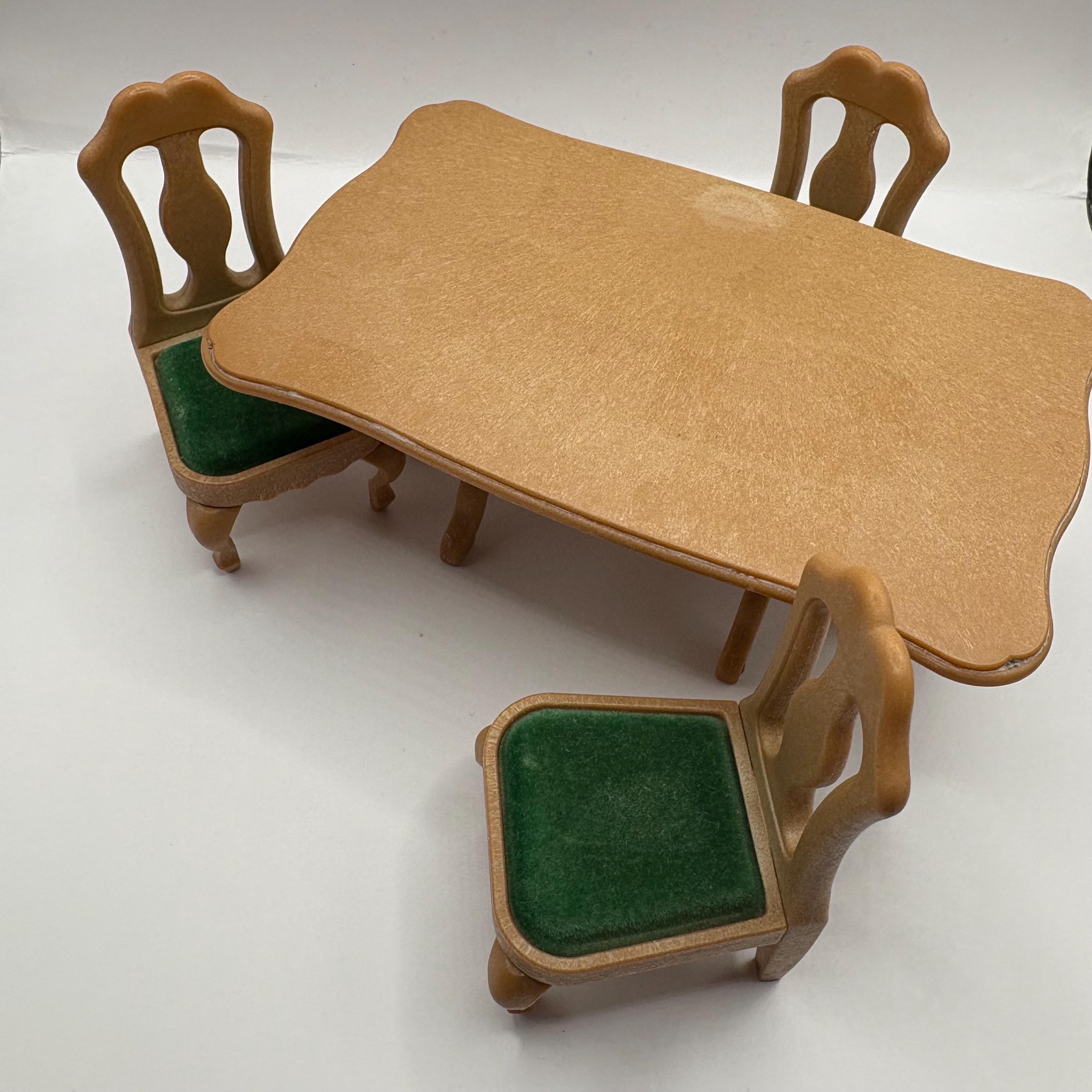 Vintage Sylvanian Families 4 piece formal dining table and chairs, Calico Critters