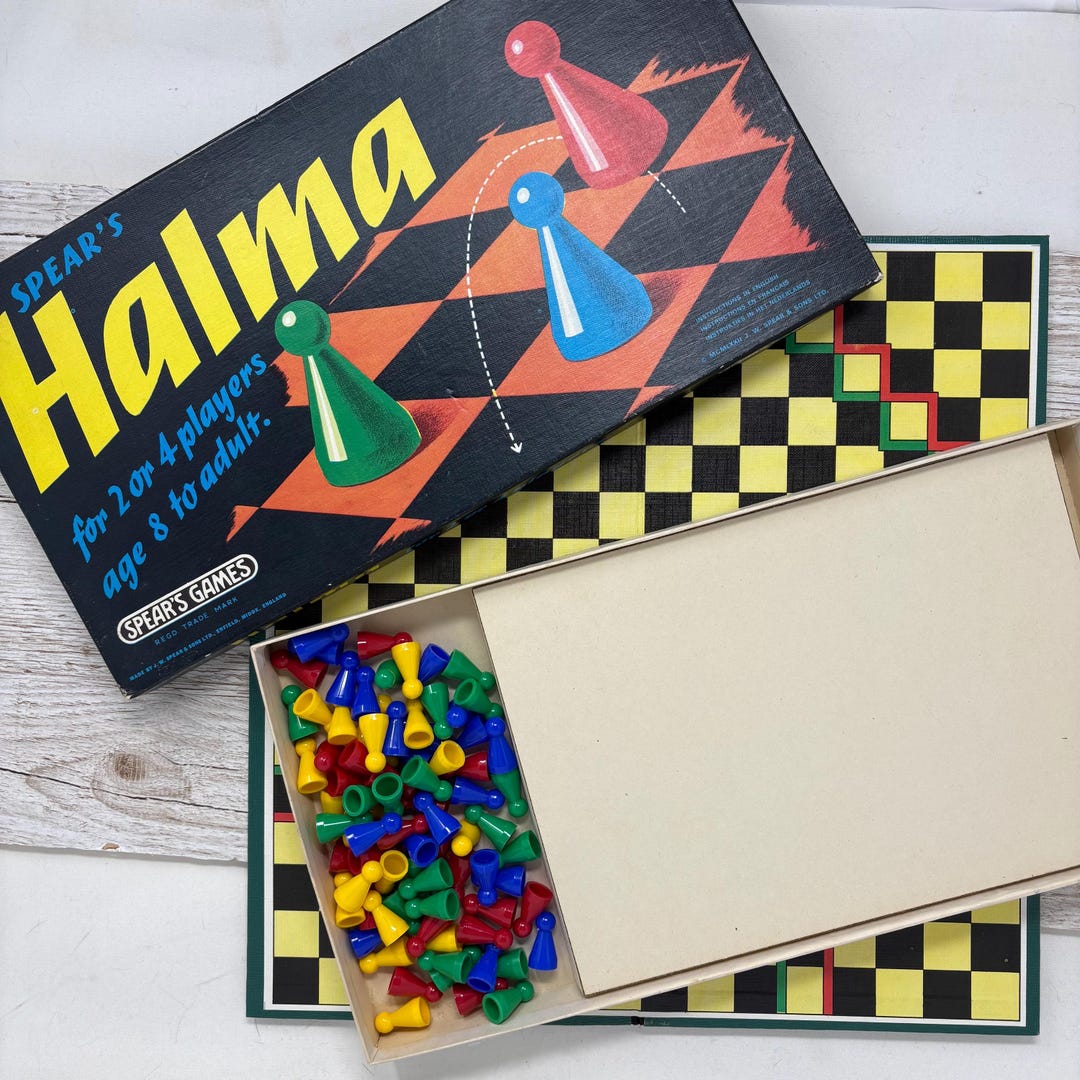 Ancien Jeu Halma Complet – Jeu De Société En Bois Vintage