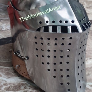 Medieval Knight Helmet  | Battle-Ready Helmet Bascinet | Helmet for SCA HMB Combat French Knight Cosplay Costume
