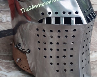 Handgemaakte middeleeuwse ridder bascinethelm: 18 gauge staal SCA HMB Cosplay
