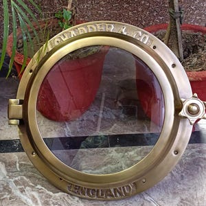 Antique Brass Porthole: 16&#39;&#39; Nautical Maritime Window