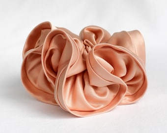 X-Large Luxurious Handmade Peach Bridal Satin Scrunchie