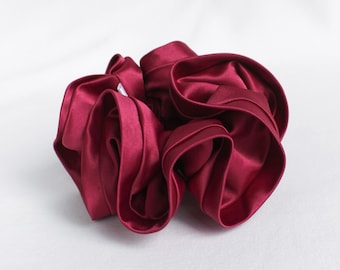 X-Large Luxurious Handmade Berry Bridal Satin Scrunchie