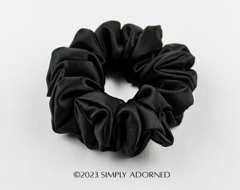 Luxurious Handmade Black Satin Scrunchie