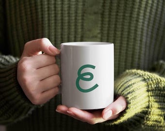 White eRank Logo Branded Coffee Mug, 11oz Ceramic Mug or Tea Cup for Home Office