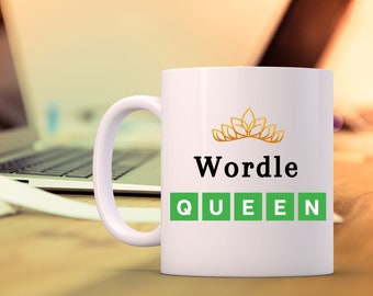 Wordle Queen Mug, Wordle Gift, Wordle Birthday Gift, Wordle Valentines Gift, Wordle Gift For Her, Gift For Women, Valentines Gift For Her