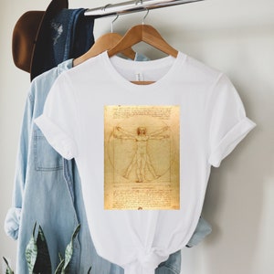 Vitruvian Man Leonardo Da Vinci Shirt, Leonardo Da Vinci Shirt, Leonardo Collection, Leonardo Da Vinci Art, Fine Art Shirt, Da Vinci Gift