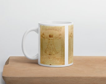 Vitruvian Man Mug, Leonardo Da Vinci Mug, Leonardo Collection, Leonardo Da Vinci Art, Da Vinci, Fine Art Mug, Fine Art Cup, Da Vinci Gift