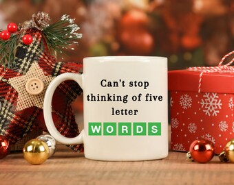 Wordle Mug, Wordle Birthday Gift, Wordle Christmas Gift, Wordle Gift For Men, Wordle Gift For Women, Wordle Letters, Wordle Player Gift