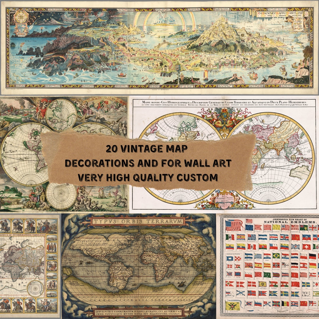 20 Vintage World Maps Old Maps Vintage Maps Antique Maps Etsy UK