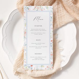 BLOSSOM Baby in Bloom Menu Template, Wildflower Wedding Menu, Spring Garden Bridal Shower Menu, Floral Editable Canva Printable, B02