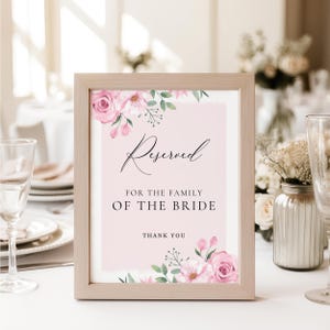 BLOOM mariage réservé à la famille, carte de sièges réservée florale, étiquette de rangée réservée à la verdure, modèle d'enseigne réservée à la cérémonie, B01