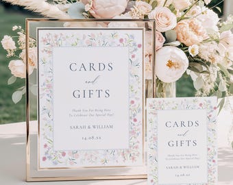 Wildflower Wedding Cards and Gifts Sign Template: Colorful Floral Decor Canva Editable, 5x7 - 8x10 | BLOSSOM