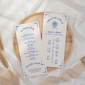 Vintage Wedding Program Template, Hand Drawn Wedding Day Timeline, Order Of Service, Whimsical Wedding Program, Printable Wedding Timeline