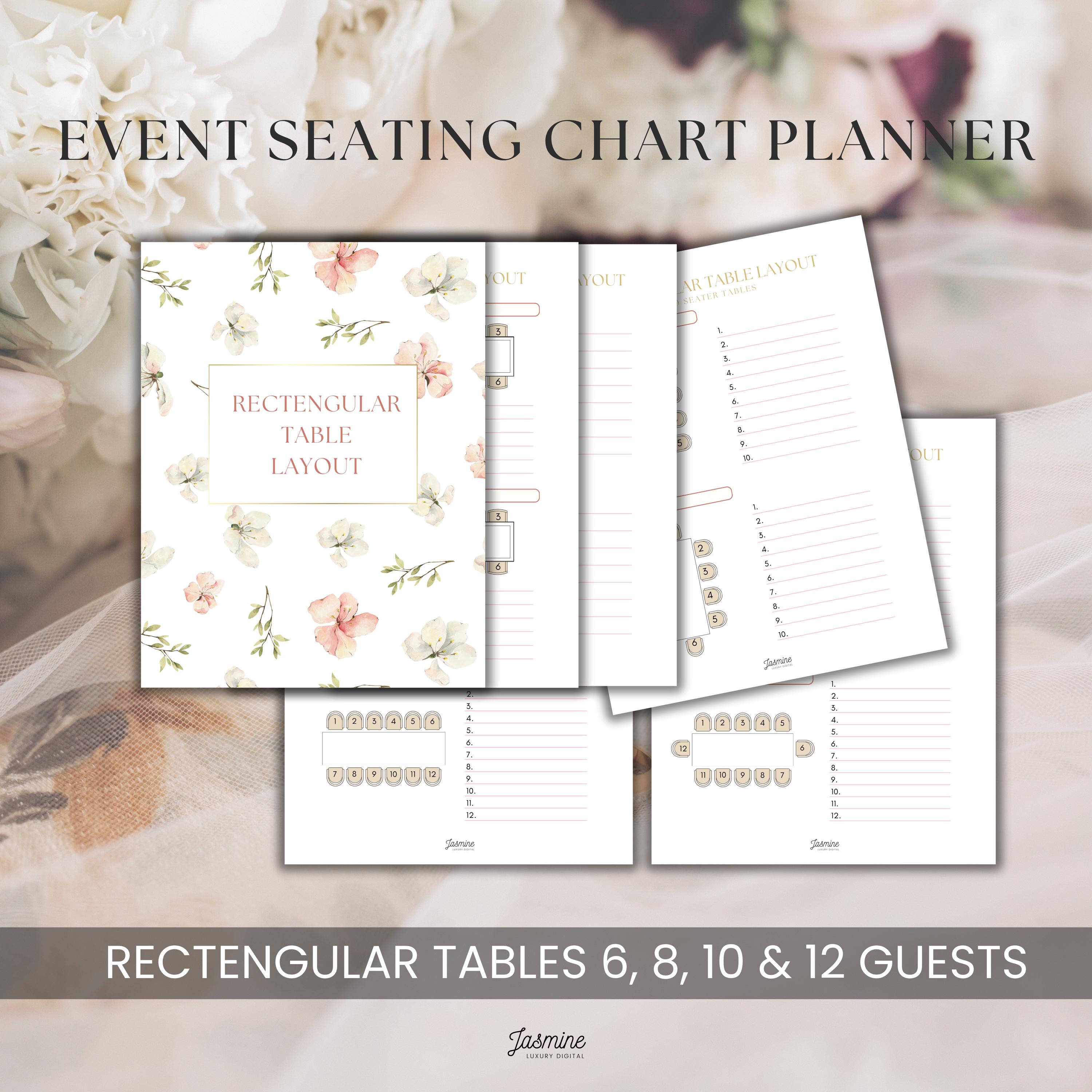 Printable Wedding Seating Chart Template PDF, Guest List Layout, Head ...