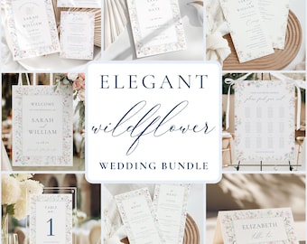 Wildflower Wedding Invitation & Signs Bundle Template: Editable Colorful Spring Floral Invite Large Set, BLOSSOM