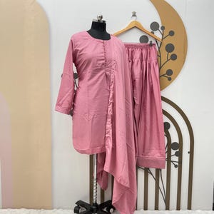 Dark Pink Chinnon Silk Salwar Kameez: Indian Designer Partywear with Sequence