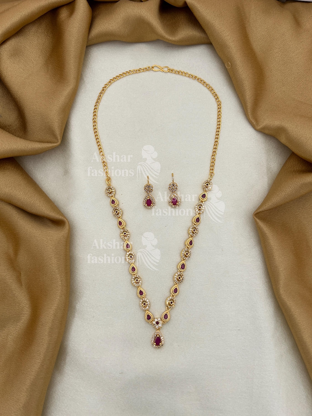 Ruby Set India Gold Plated Ruby Necklace Set | Indian Bridal Jewelry - Etsy
