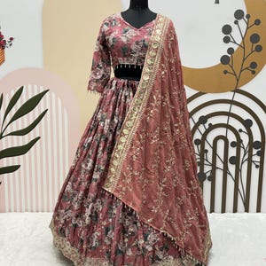 Bronze Chinon Silk Lehenga Choli: Embroidery Sequence, Georgette Dupatta