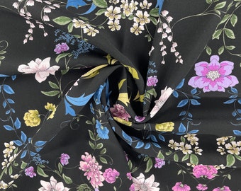 Black Rayon with Flowers