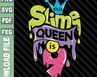 9th birthday Slime svg, Birthday Slime Queen svg, 9th Birthday Girl svg, Slime Queen squad svg, 9 year old birthday Slime svg
