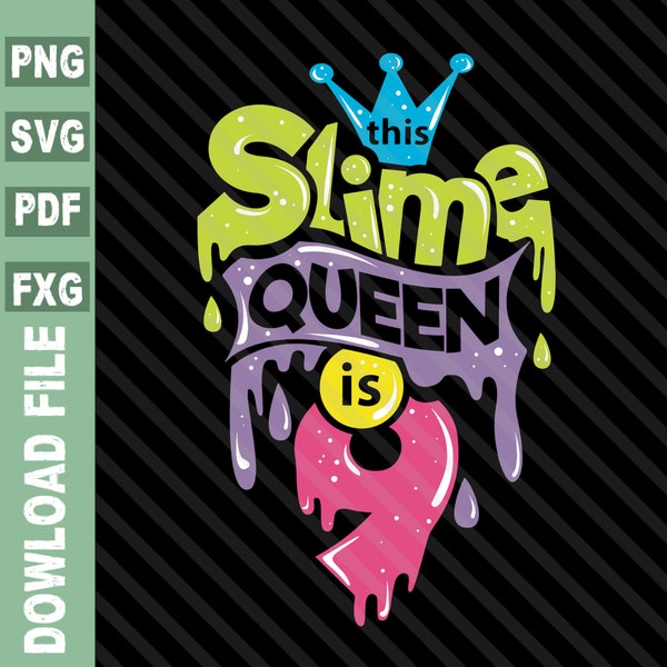 9th birthday Slime svg, Birthday Slime Queen svg, 9th Birthday Girl svg, Slime Queen squad svg, 9 year old birthday Slime svg