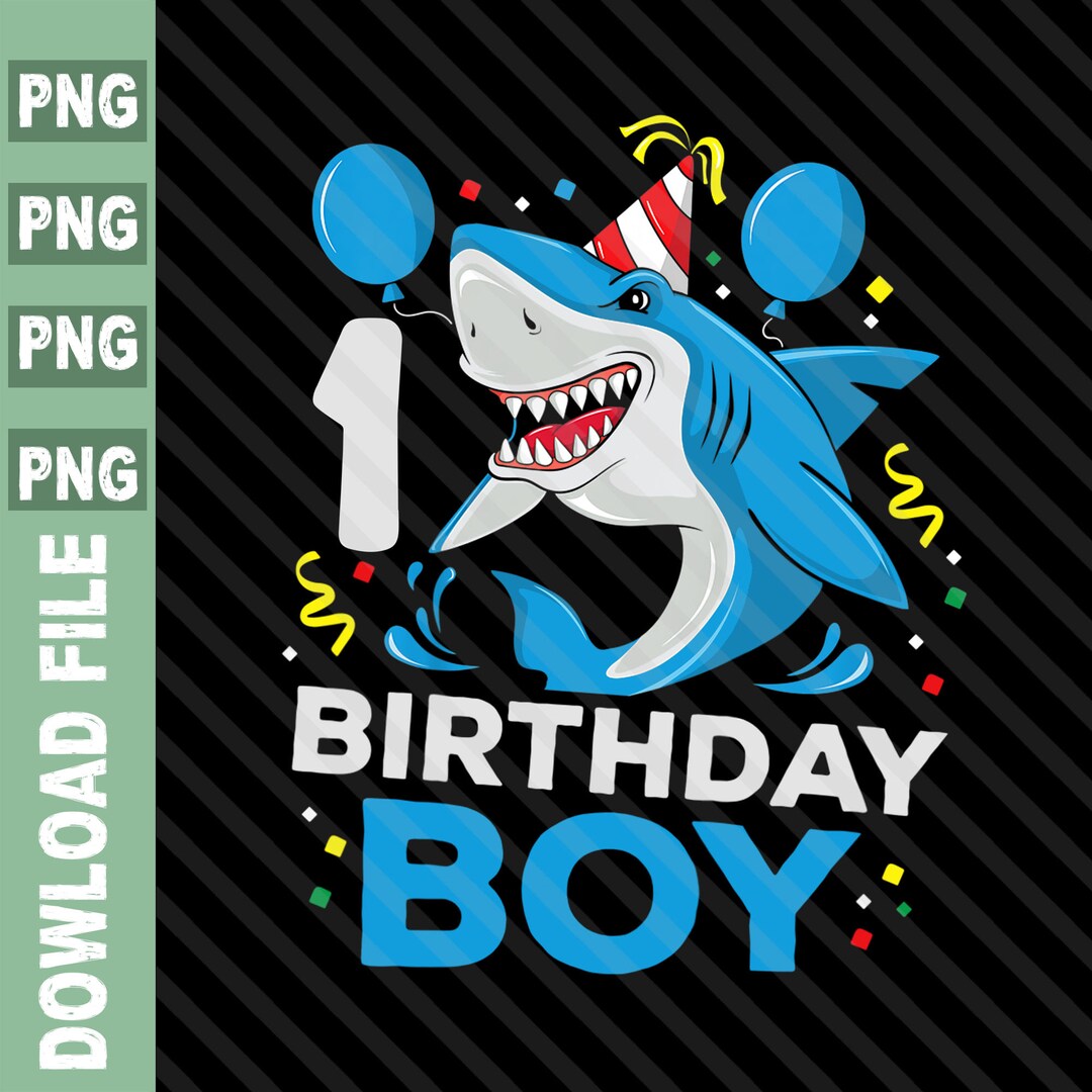 1st Birthday Boy Shark PNG, 1st Birthday Shark Png, 1 Years Old
