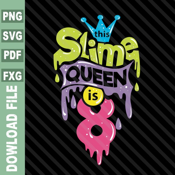8th birthday Slime svg, Birthday Slime Queen svg, 8th Birthday Girl svg, Slime Queen squad svg, 8 year old birthday Slime svg