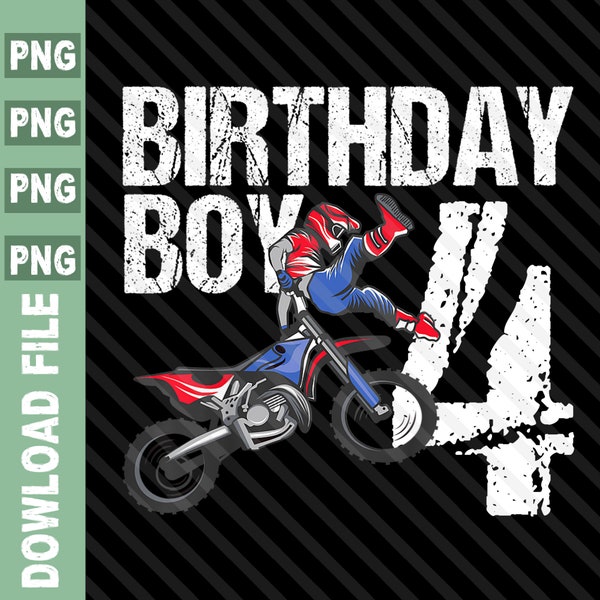 4th Birthday Dirt Bike PNG, Birthday Motocross MX, 4th Birthday Boy Motocross Png, 4 year old birthday boy Dirt Bike png, Birthday Dirt Bike