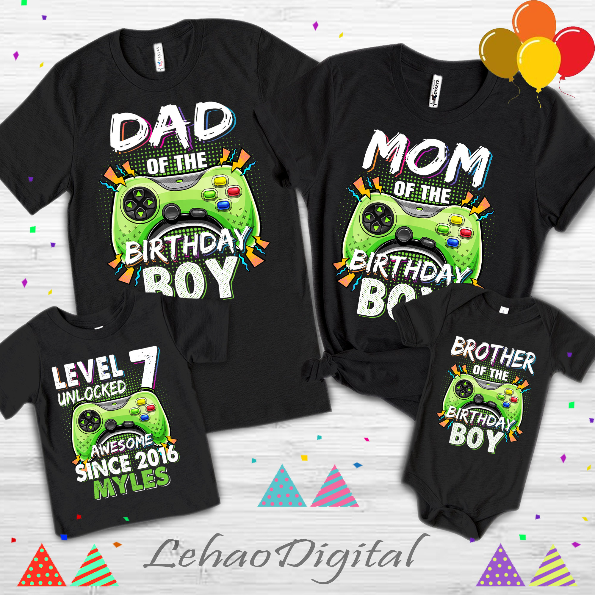 Papi of the Birthday Boy with Video Game Graphic by svgitemsstore ·  Creative Fabrica