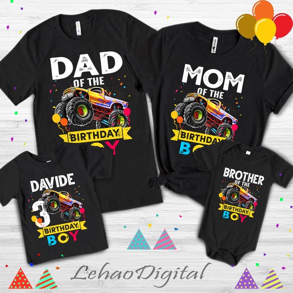 Monster Truck Birthday Shirt, Birthday Boy Monster Truck Shirt, Family Birthday Truck Shirt, Monster Truck Birthday Family Shirt