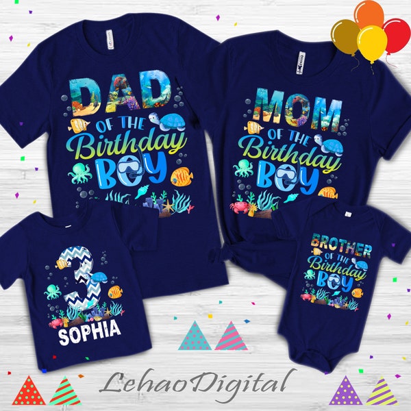 Sea Aquarium Family Birthday Boy Shirts, Ocean Sea Birthday Shirt, Birthday Family shirt, Sea Animals Birthday, Ocean Animals tshirt