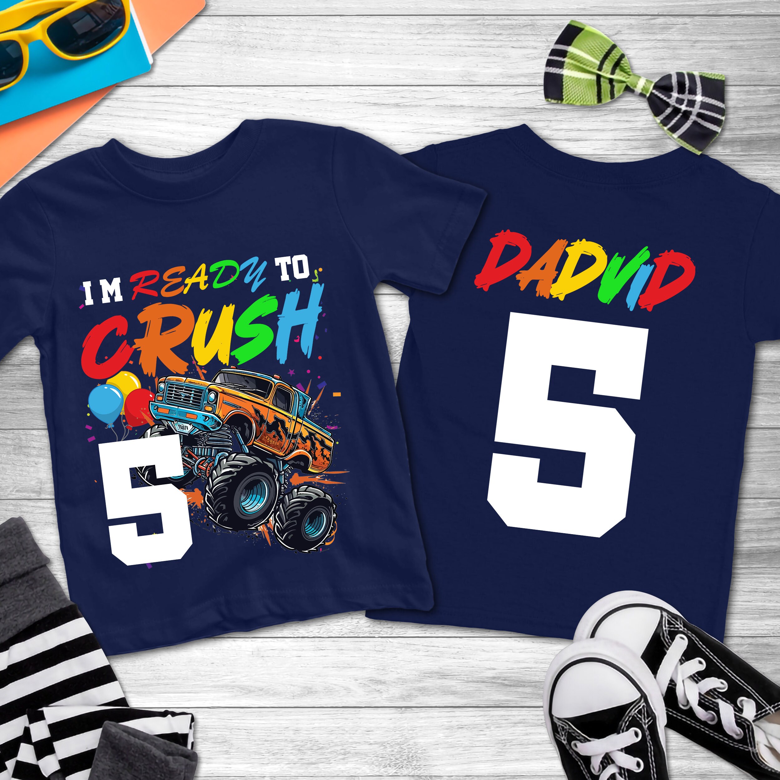 Kids Monster Truck Rally 2nd Birthday Party Shirt - Second Bday Kids Monster Truck Rally 2nd Birthday Party Shirt - Second Bday