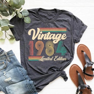Camisa vintage del 40 cumpleaños, camisa vintage de 1984, regalo de cumpleaños número 40 para mujeres, regalo de cumpleaños número 40 para hombres, camiseta de cumpleaños personalizada