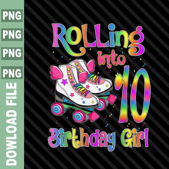 Pink Girl Roller Skate Shirt - 10 Year Old - 10th Birthday Pink Girl Roller Skate Shirt - 10 Year Old - 10th Birthday