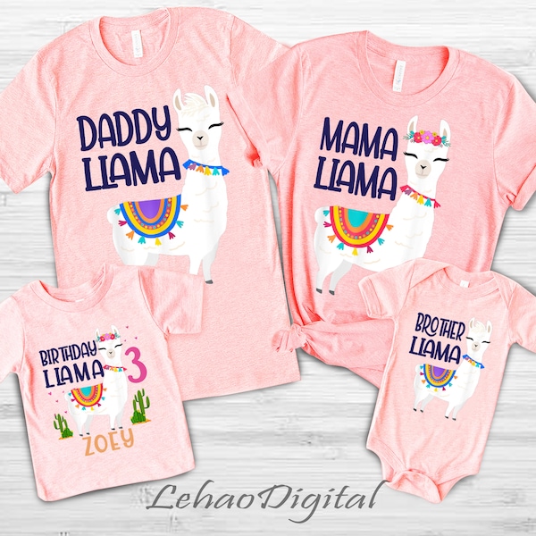 Personalized Llama Birthday Shirt, Family Birthday Shirt, Llama Birthday Girl Shirt, Mama Llama, Daddy Llama, Sister Llama, Brother Llama