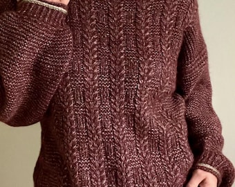 Herbarium Sweater, knitting pattern oversized women's sweater, cabled, pullover, PDF English, German, French and Portuguese, sizes XS-3XL.