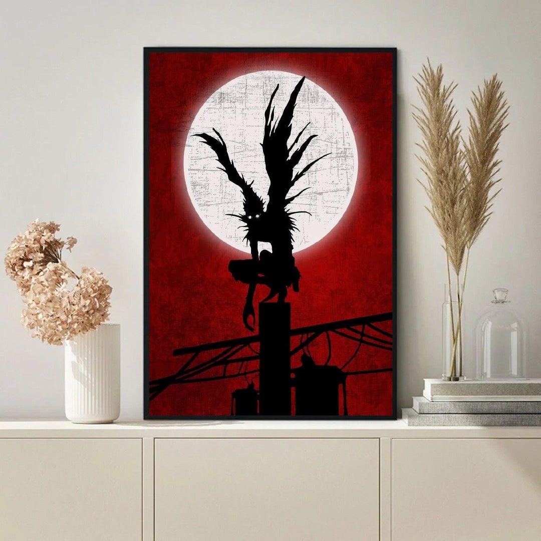 Death Note Poster, Anime Wall Decor, Minimalist Wall Art, Light Yagami ...
