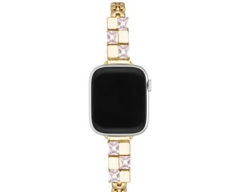 Rhinestone Apple Watch Band, Copper Metal Bracelet Strap