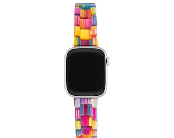 Rainbow Resin Apple Watch Band: Glittery Lightweight Strap