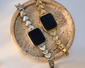 Heart Design Metal Apple Watch Band | Polished Jewelry Strap