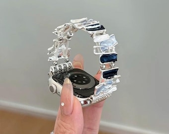 Geometry Elastic Apple Watch Bracelet Band, Women's Jewelry Stretchy iWatch Bangle