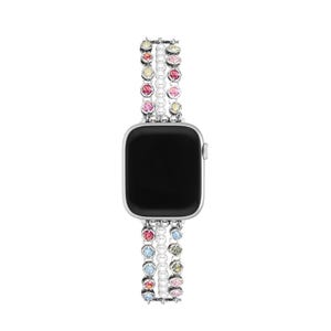 Bling Crystal Apple Watch Band｜Gemstone & Pearl Beaded Watch Bracelet | for iWatch 38/40/42/44/41/45/49/42/46mm | Jewelry Gift for Women