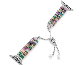 Natural Stone Beaded Apple Watch Band, Bohemian Double Chain