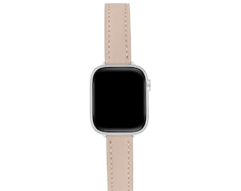 Elegant Genuine Leather Apple Watch Band, Slim Strap