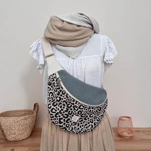 Bauchtasche LIV Cord// Crossbodybag// XL hipbag//Leo// Damen Schultertasche// Color block// Leo-blau-creme
