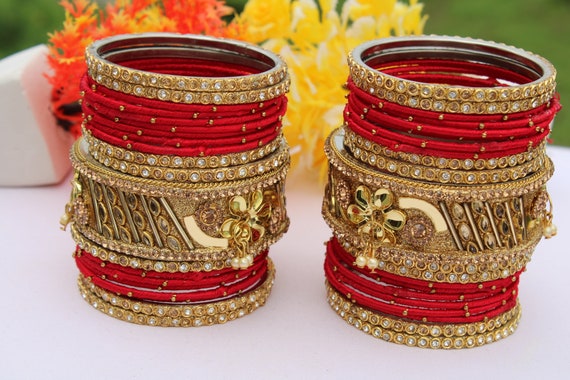 Red Color Bangles Weeding Set Bridal Wedding Gift Best for Haldi Sangeet Party Wear Jewelry Etsy UK